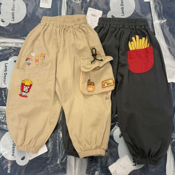 預購夏款男童日系薯條防蚊長褲 