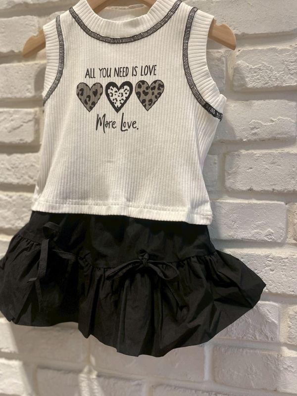 26023-現貨夏款女童豹紋愛心氣質套裝尺寸80-120 