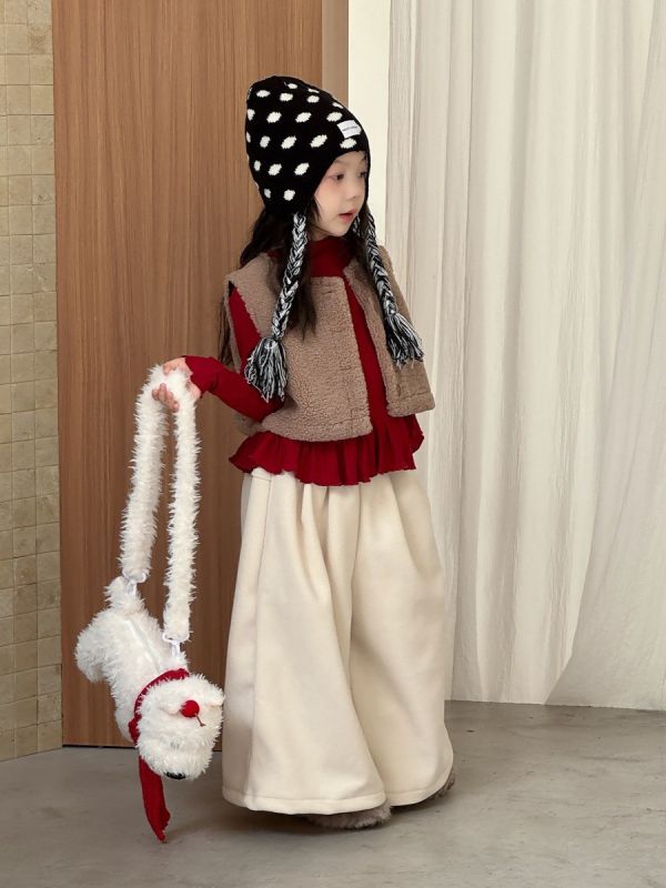 預購秋款女童法式木耳邊針織打底衫上衣尺寸90-150 