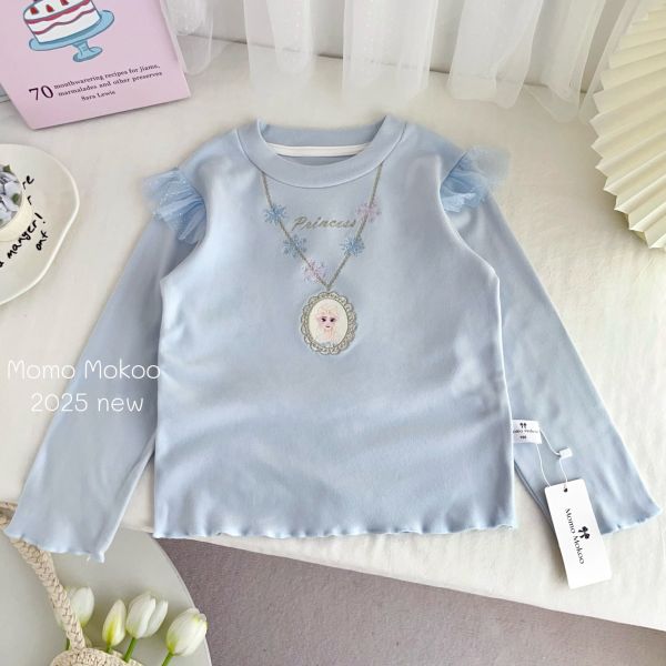 預購秋款女童德絨刺繡項鏈公主上衣尺寸100-140 