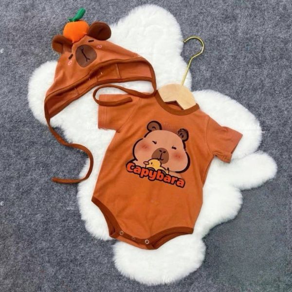 【預購】夏款--男女寶水豚君包屁衣套裝含帽不含包 