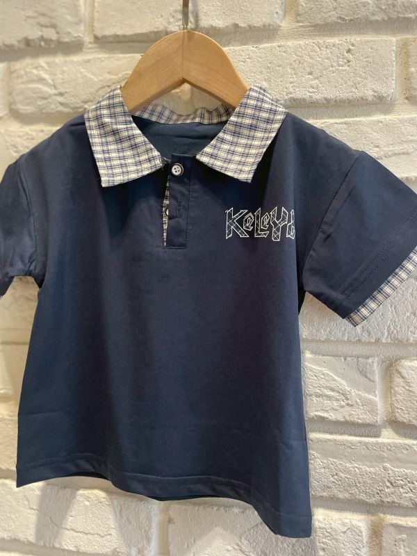 26149現貨夏款男童藍格Polo上衣尺寸90-130 