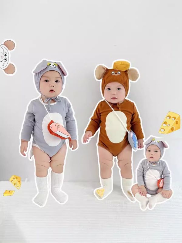 預購秋款男女寶傑利鼠包屁衣含帽尺寸66-90 