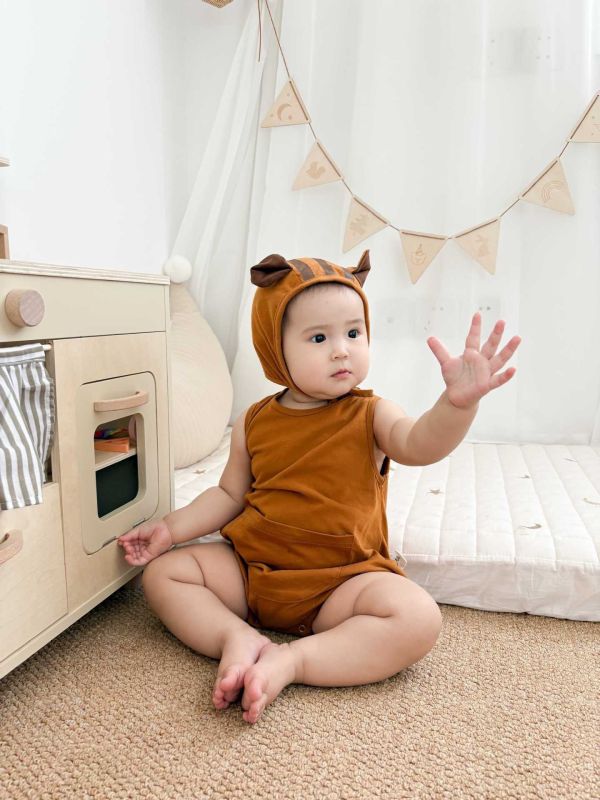 預購夏款男女寶松鼠包屁衣含帽尺寸66-90 