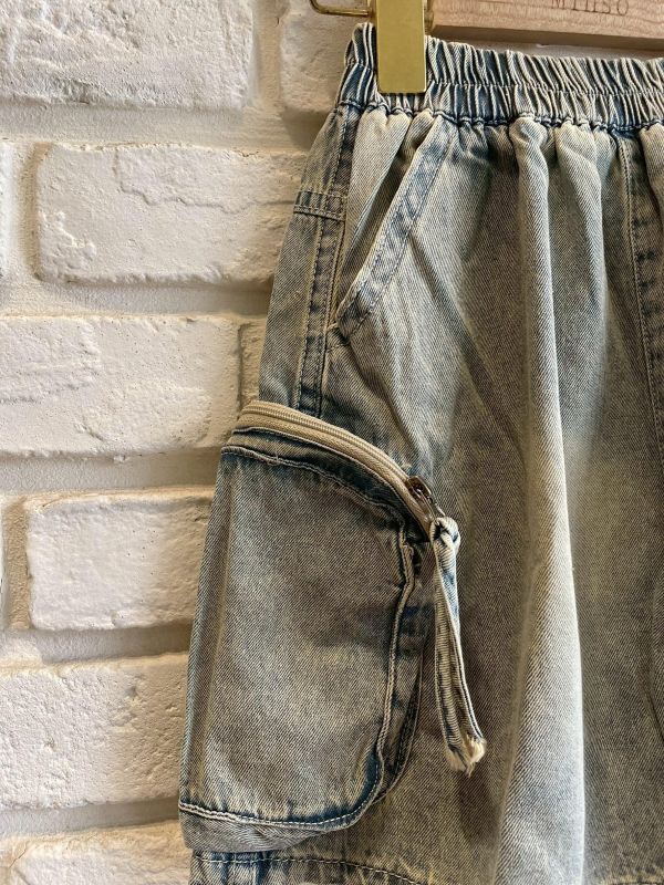 13025-現貨夏款男童帥帥大口袋牛仔短褲尺寸110-150 