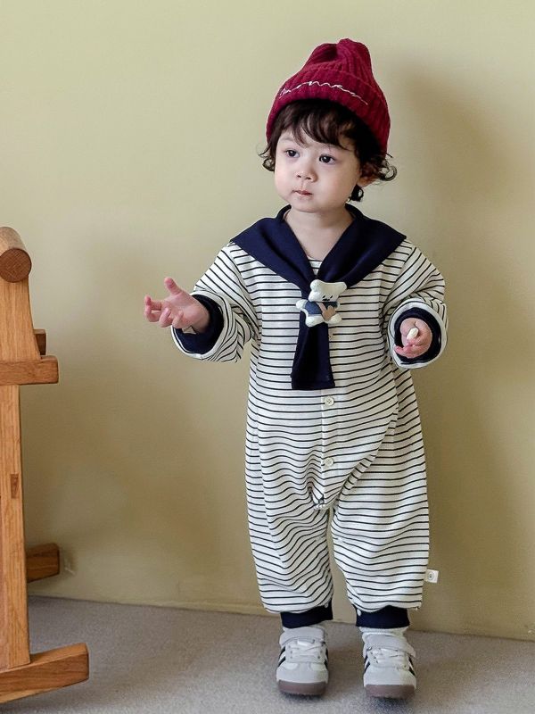 預購男女寶海軍領玩偶連身衣/洋裝手足款尺寸66-120 