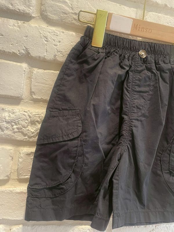 v511-1現貨夏款男童黑色日系澎澎工裝短褲尺寸90-130 