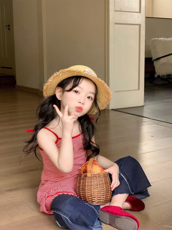 預購夏款女童細肩露背喇叭褲套裝 