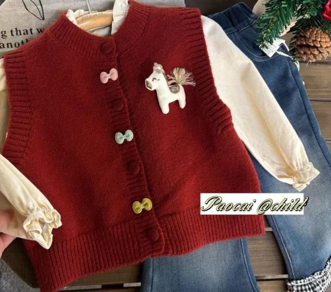 007現貨女童馬馬背心針織上衣 