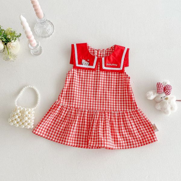 【預購】夏款--女童刺繡娃娃領連衣裙 