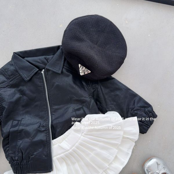 預購秋款女童氣質皮衣外套/短褲裙尺寸90-150 