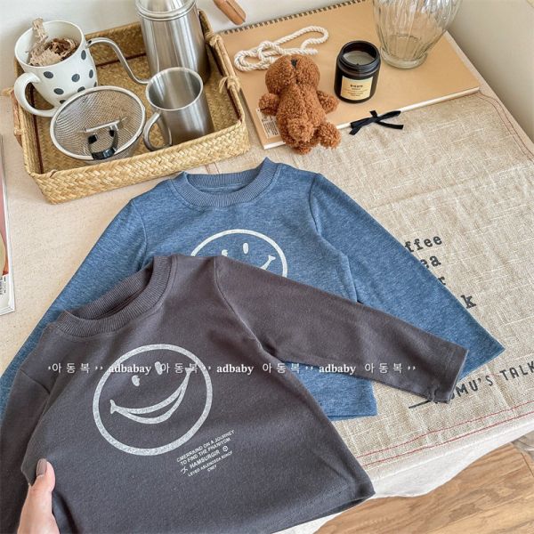 預購秋款男女童微笑上衣尺寸80-130 