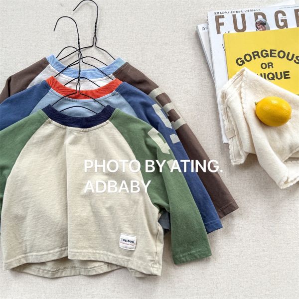 預購秋款男女童拼色上衣尺寸80-130 