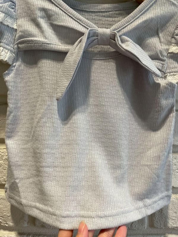 26153-4現貨夏款女童寶寶藍簡約短版上衣尺寸80-120 