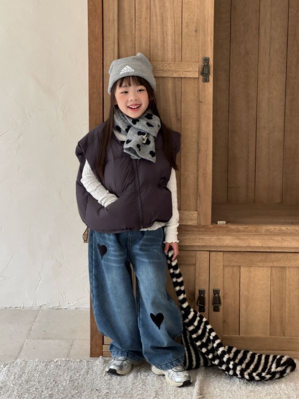 預購冬款女童加絨彎刀褲刺繡愛心闊腿長褲尺寸90-150 