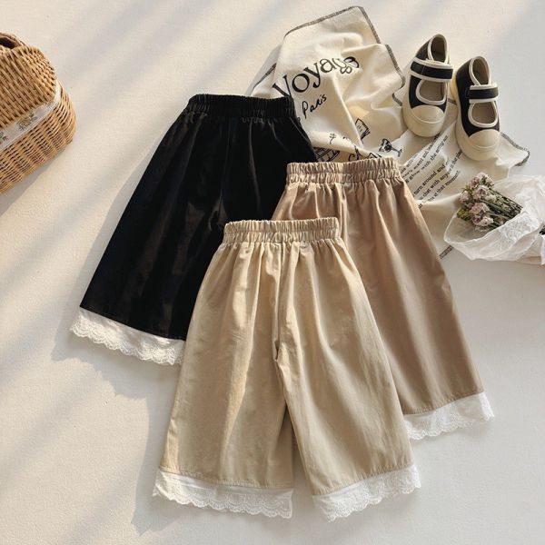 預購秋款女童花邊蕾絲寬長褲尺寸90-150 