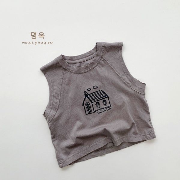 預購夏款男女童森林系小房子背心上衣 尺寸80-130 