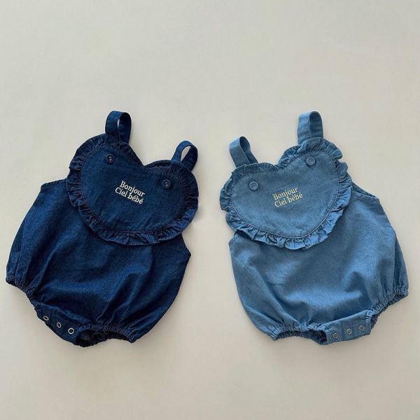 【預購】春夏款-女寶寶愛心刺繡吊帶包屁褲 