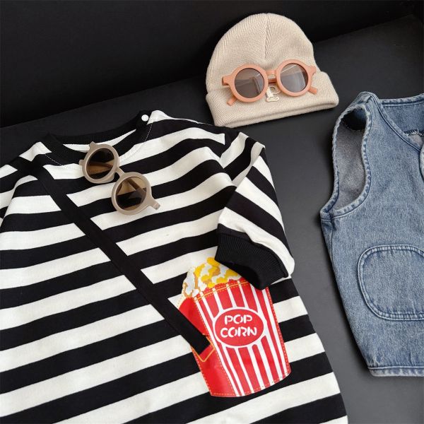 預購秋款男寶爆米花條紋連身衣尺寸66-90 