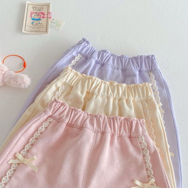 【預購】春款-女童馬卡龍蝴蝶結休閒褲 