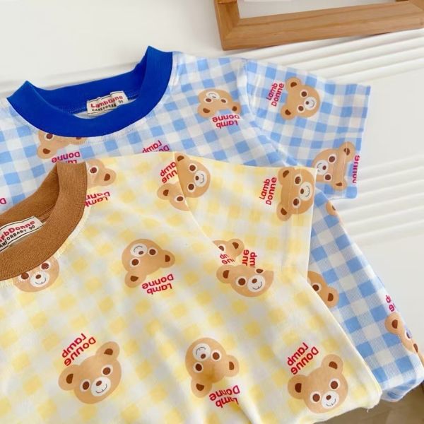 【預購】夏款-男女童日單卡通可愛熊熊套裝 