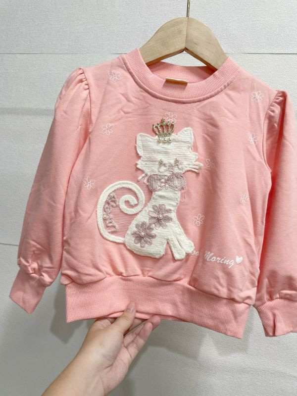 現貨秋款女童貓咪珠珠上衣 