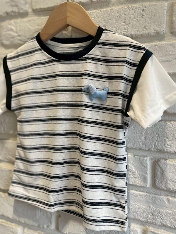 26153-2現貨夏款男童黑條立體小馬上衣尺寸90-130 