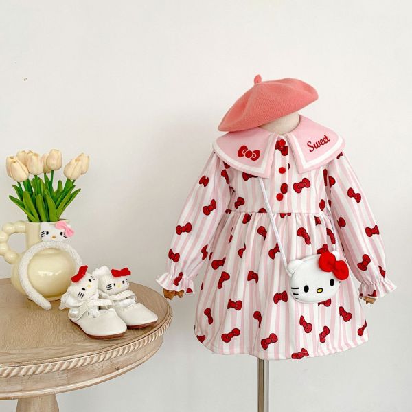 預購秋款設計師品牌日系 翻領蝴蝶結KT公主洋裝 