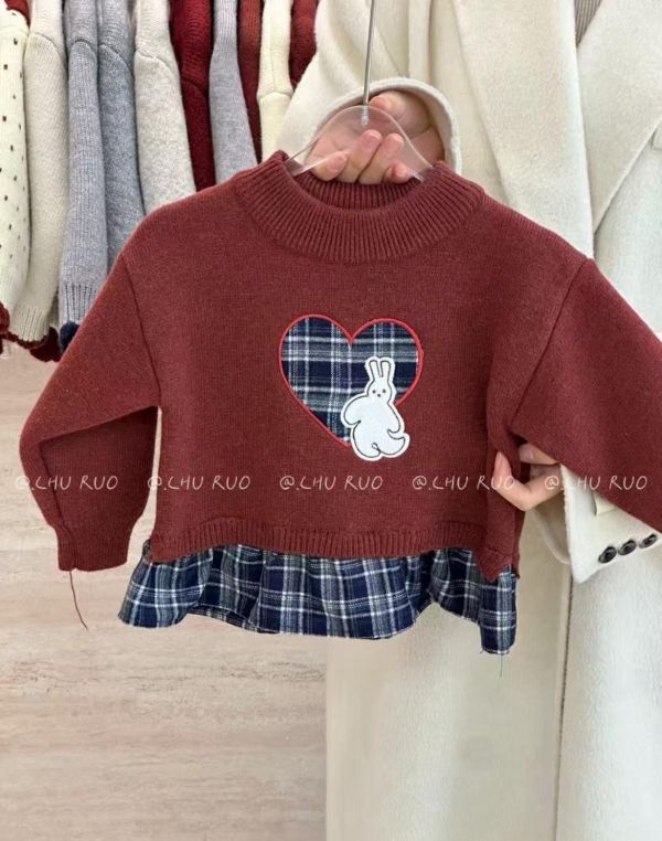 現貨女童兔兔加絨針織上衣 