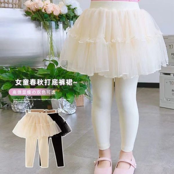 預購秋款女童假兩件褲裙尺寸90-140 