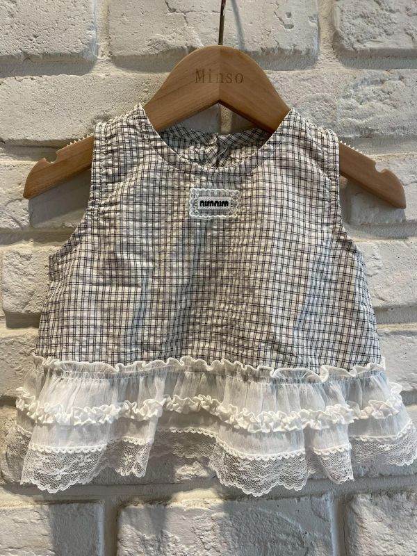 26098-現貨夏款女童花邊短版上衣尺寸80-120 