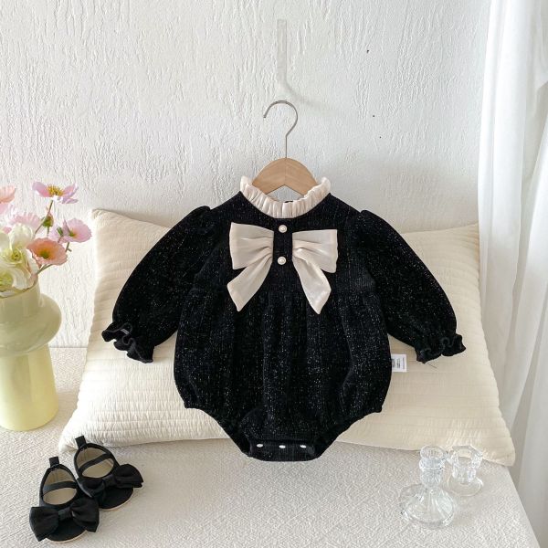 預購秋款女寶蝴蝶結連身衣尺寸66-100 