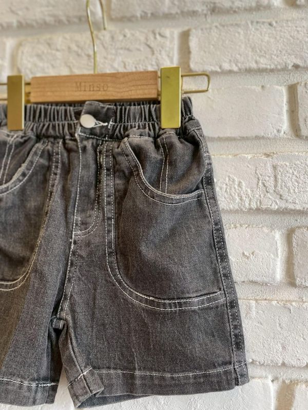 5985-現貨夏款男童帥帥牛仔短褲尺寸80-120 