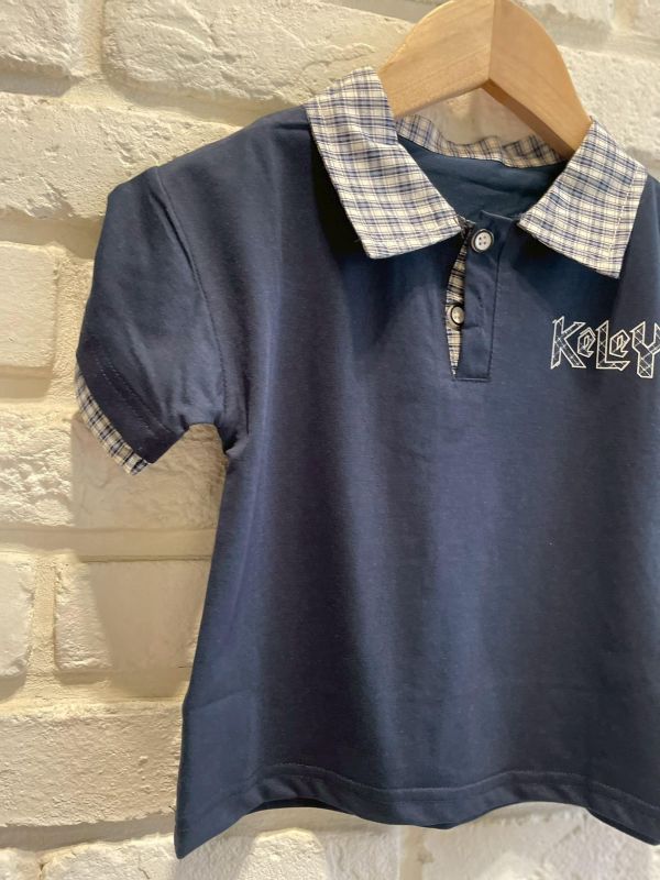 26149現貨夏款男童藍格Polo上衣尺寸90-130 