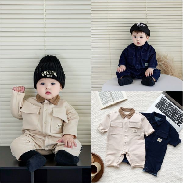 預購秋款男寶牛仔連身衣尺寸66-100 