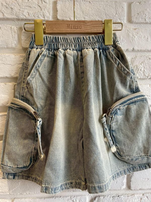 13025-現貨夏款男童帥帥大口袋牛仔短褲尺寸110-150 