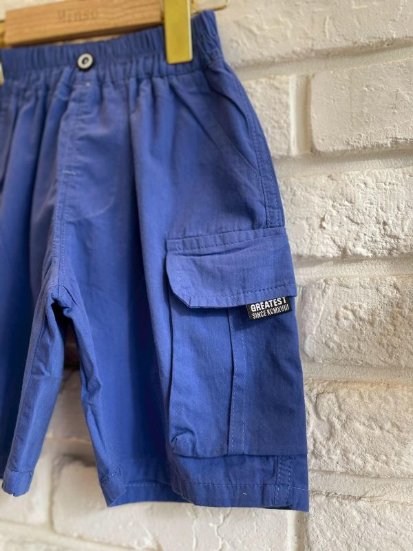 2607-3現貨男童設計款酷帥藍色工裝短褲尺寸90-130 