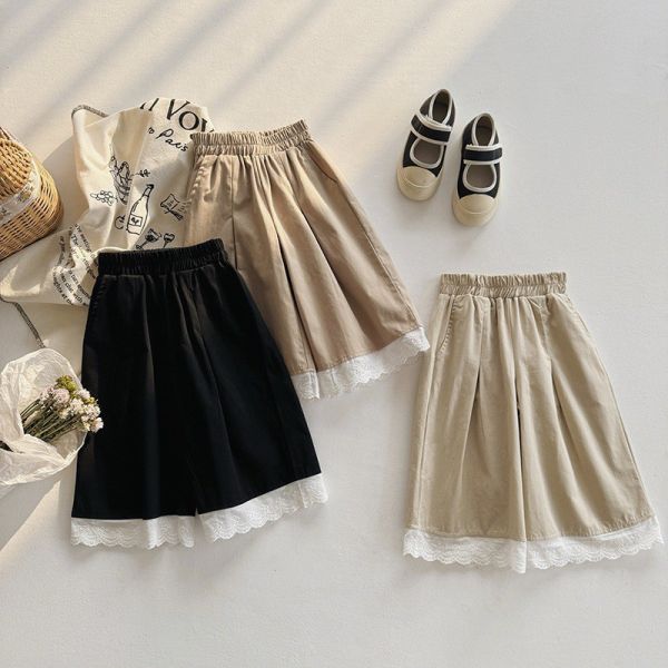 預購秋款女童花邊蕾絲寬長褲尺寸90-150 