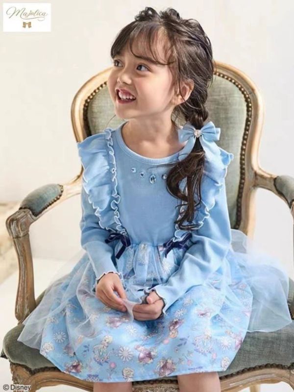 預購秋款女童日系愛莎公主花邊洋裝尺寸100-140 