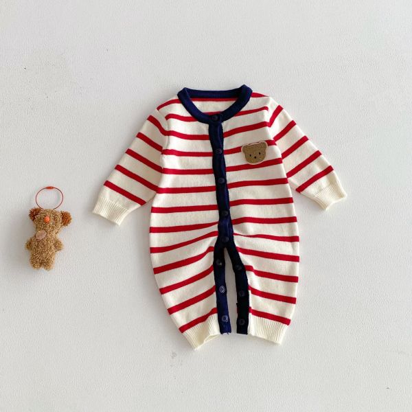 預購冬款男女寶針織條紋小熊毛衣尺寸66-90 