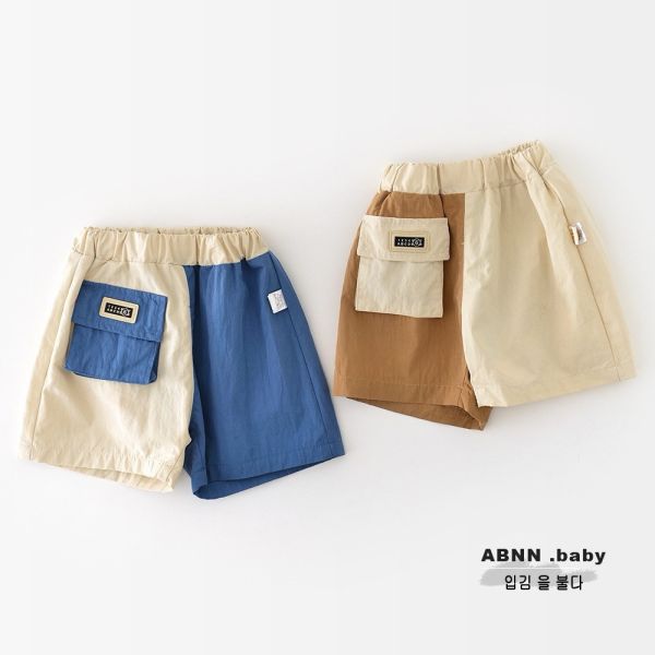 【預購】夏款-男寶雙色拼色工裝短褲 