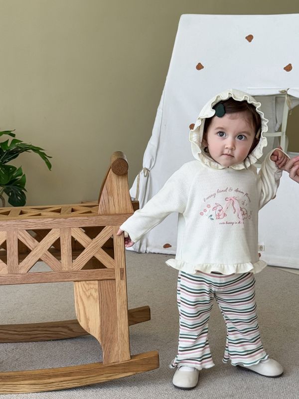 預購秋款女童韓版連帽小兔套裝尺寸73-120 