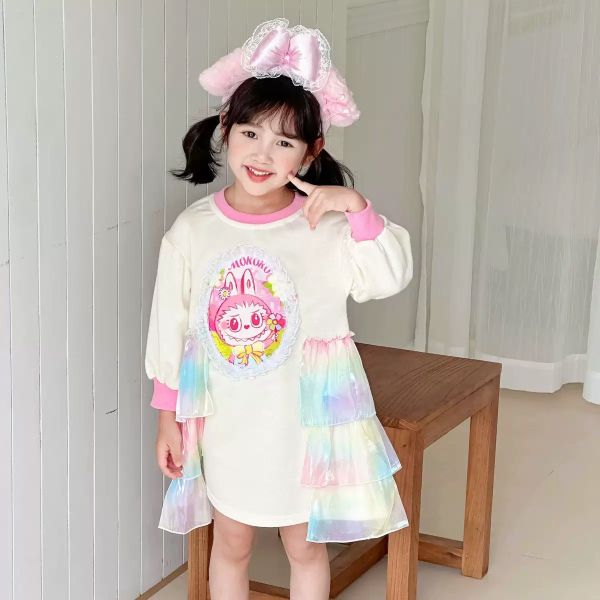 預購秋款日系甜美可愛公主蛋糕網紗蓬蓬洋裝尺寸100-150 