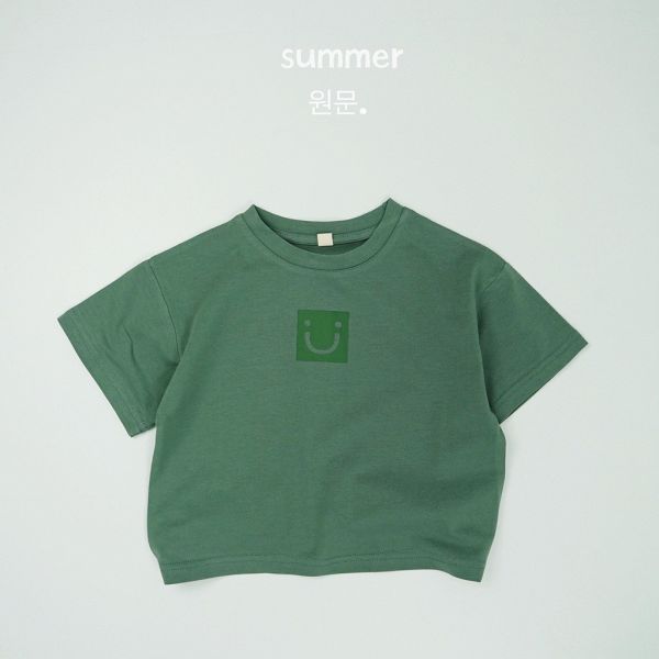 預購ins夏款日系男女童微笑上衣 