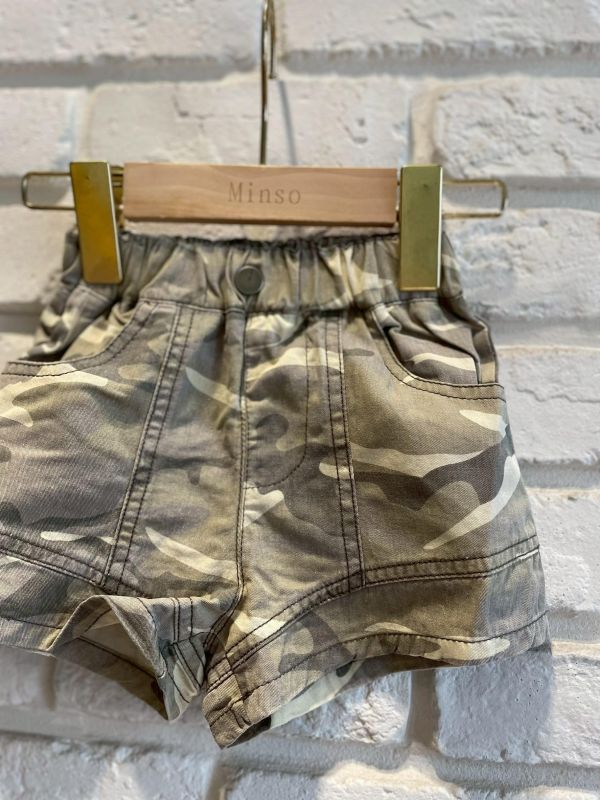 26092-現貨夏款女童淺色迷彩短褲尺寸80-120 