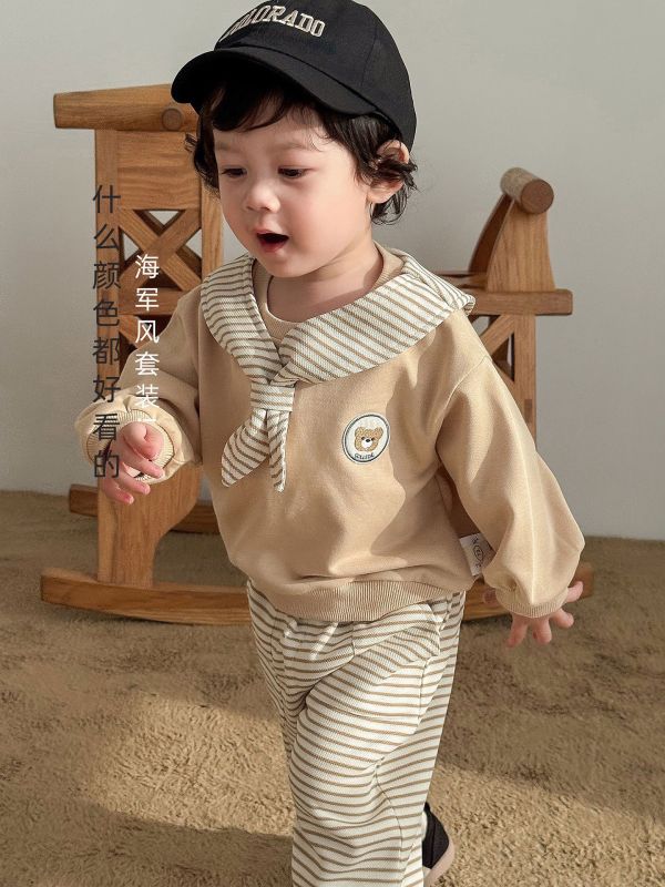 預購男女童條紋撞色套裝尺寸73-120 