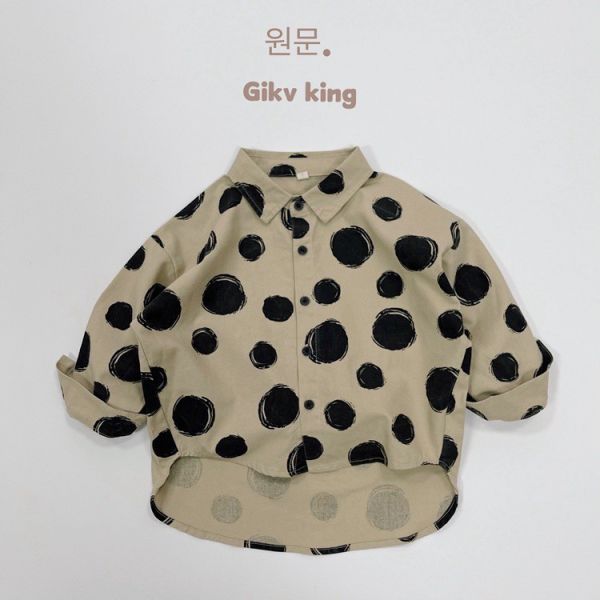 預購秋款男女童珍珠奶茶襯衫尺寸80-130 