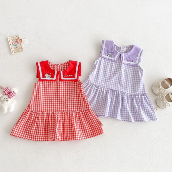 【預購】夏款--女童刺繡娃娃領連衣裙 