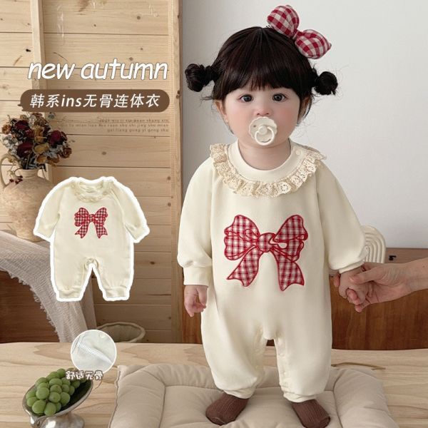 預購秋款女寶胡蝶結連身衣尺寸66-100 