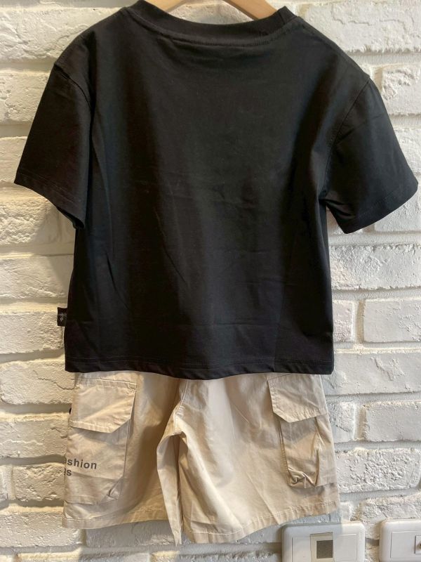 8097現貨夏款男童字母工裝套裝尺寸110-150 